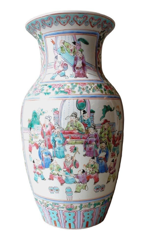 Vase balustre chinois Famille Rose., Enlèvement