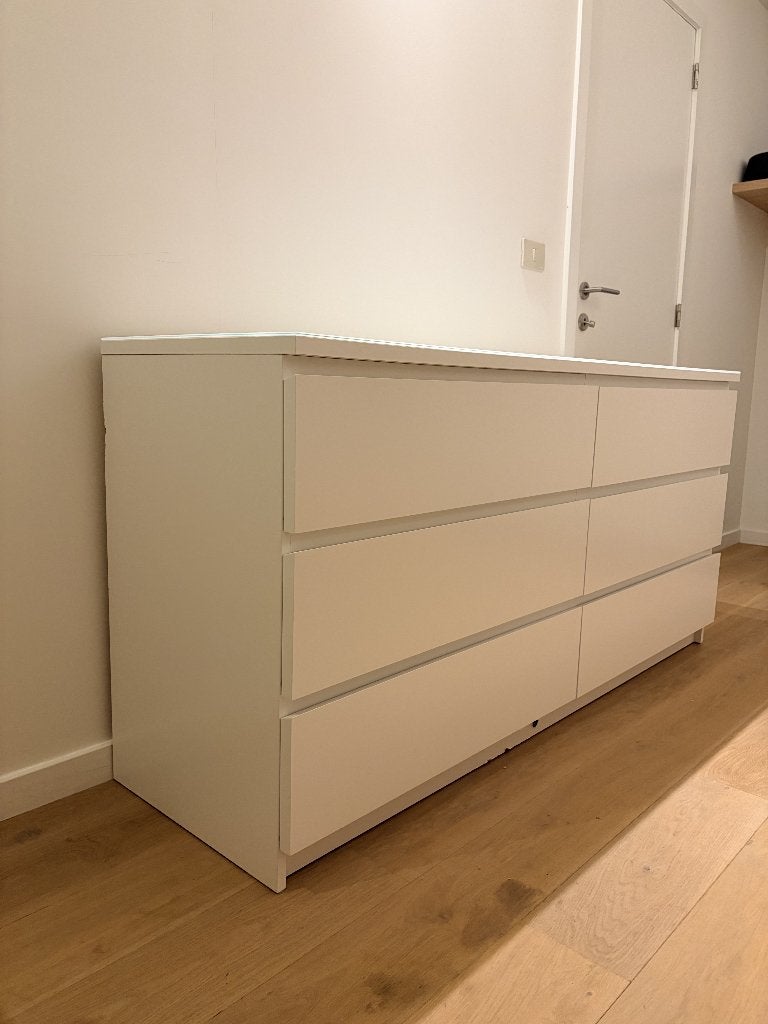 IKEA MALM ladekast met 6 lades incl. glasplaat, Ophalen, Gebruikt, 5 laden of meer, 150 tot 200 cm
