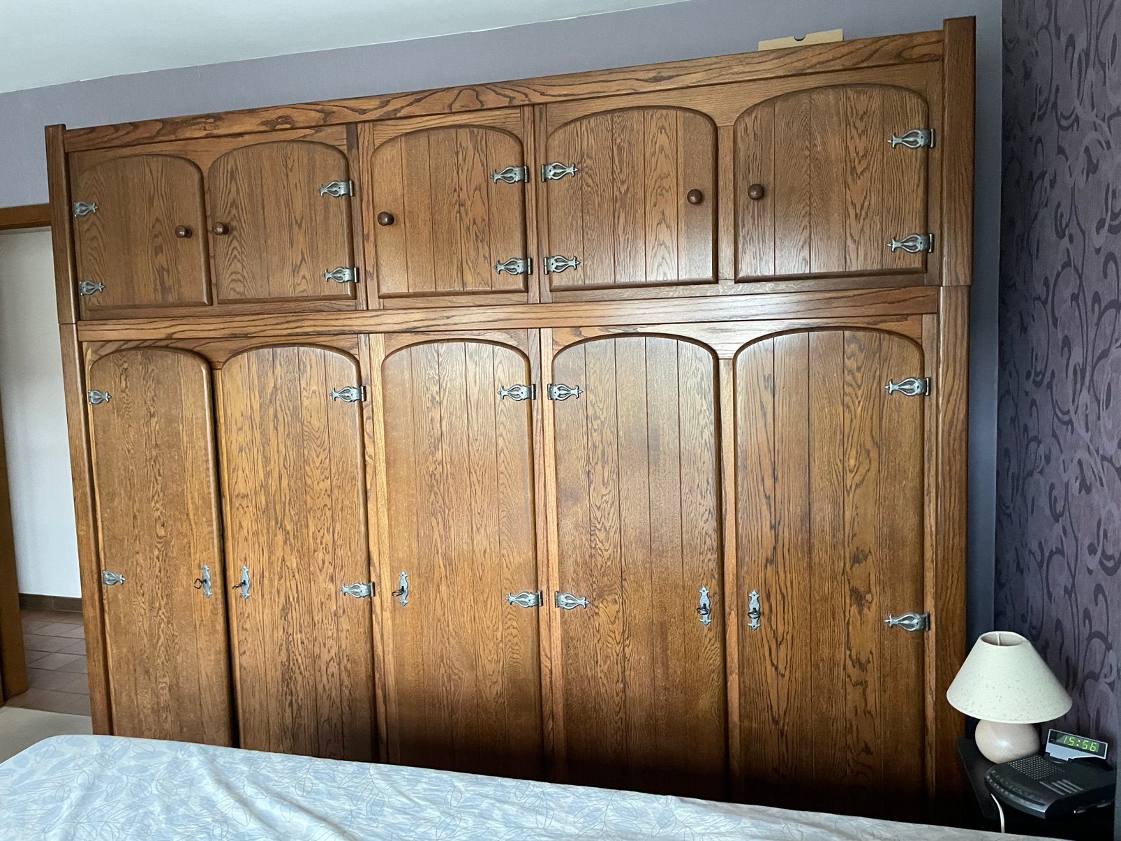 Chambre en chêne, bois massif., Maison & Meubles, Enlèvement, Utilisé, Deux personnes