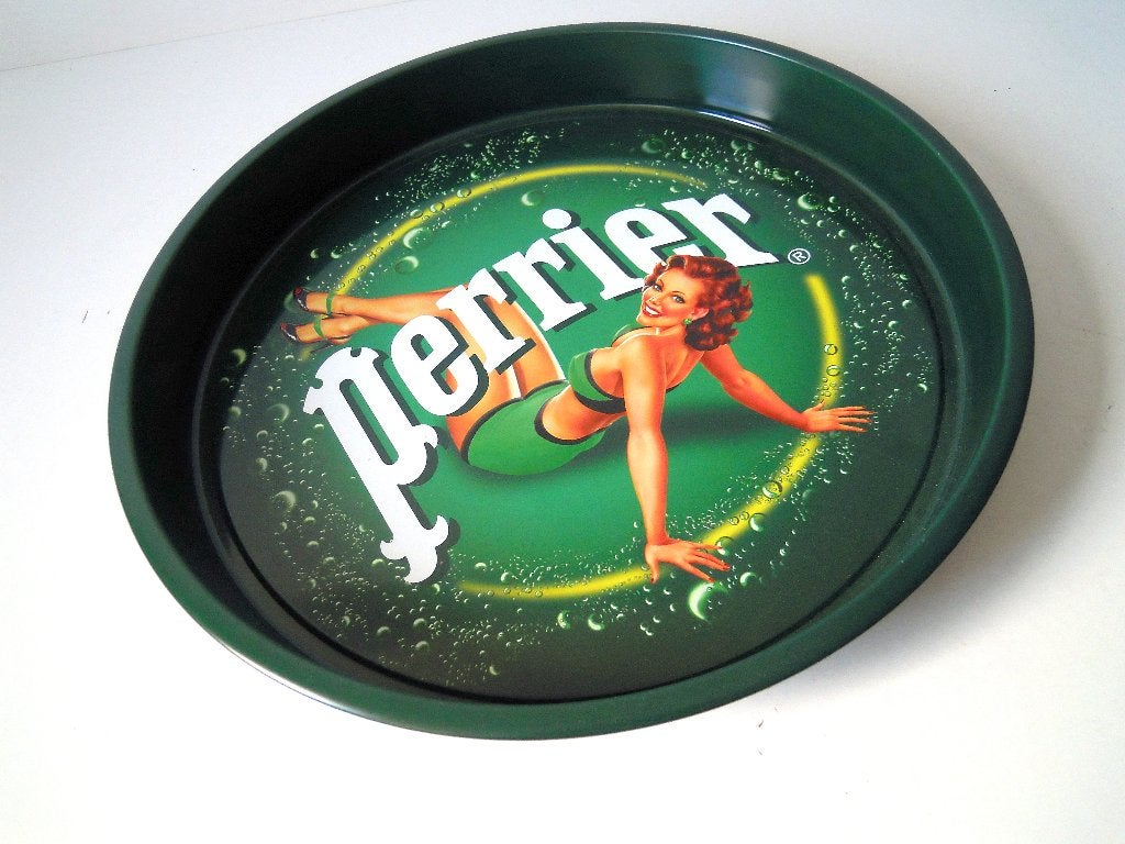 Retro plateau Perrier, Verzenden, Zo goed als nieuw, Gebruiksvoorwerp