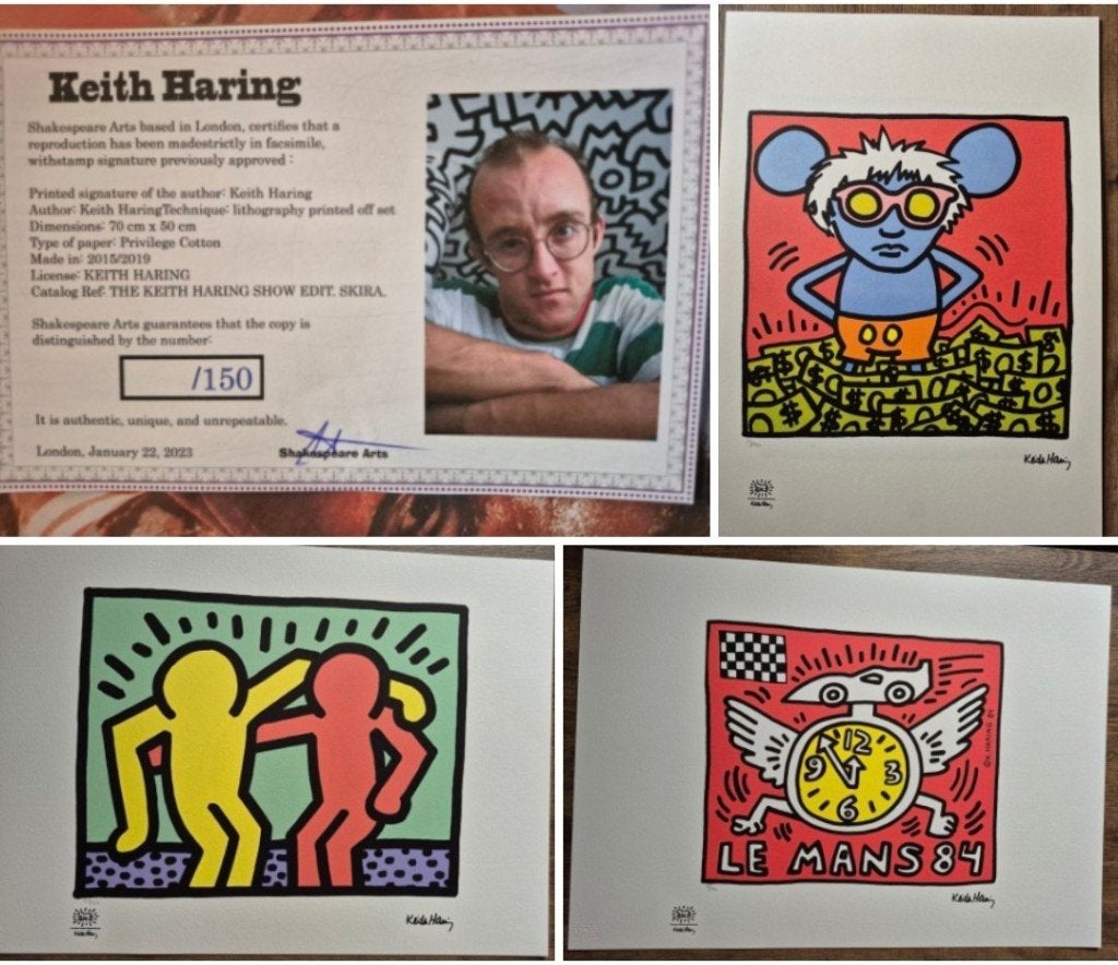 Keith Haring Lithografie off set 50x70 cm gecertificeerd, Antiquités & Art, Enlèvement ou Envoi, Lithographie