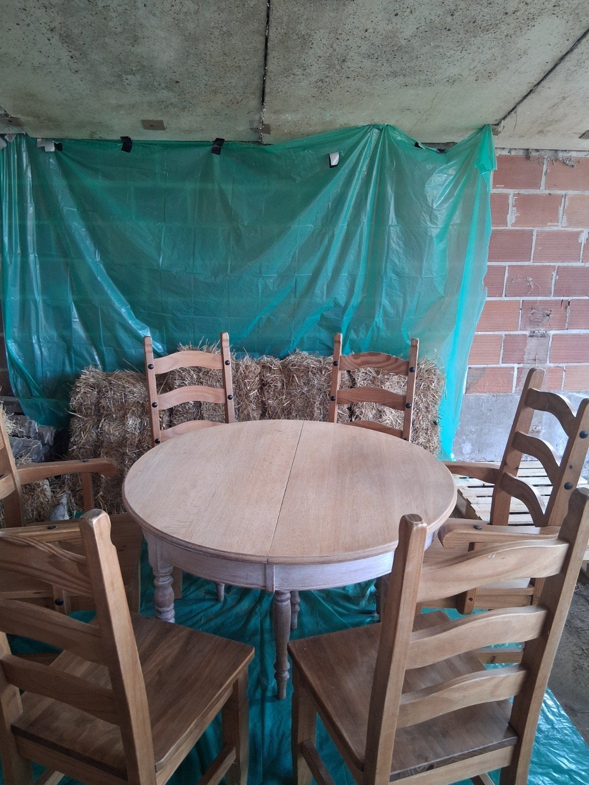 table avec 6 chaisses, Jardin & Terrasse, Utilisé, Bois, 6 places