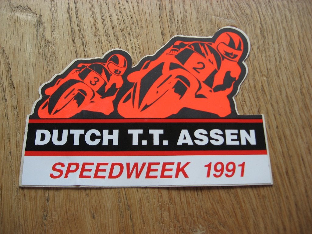 Autocollant ancien Dutch T.T. Assen Speed Week 1991, Enlèvement ou Envoi, Neuf, Voiture ou Moto