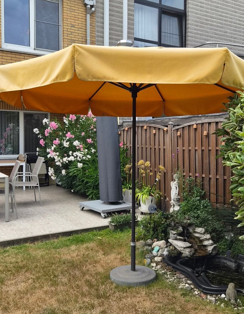 Parasol Hartman inclusief zware voet, Tuin en Terras, Ophalen, Gebruikt, 2 tot 3 meter, Stokparasol