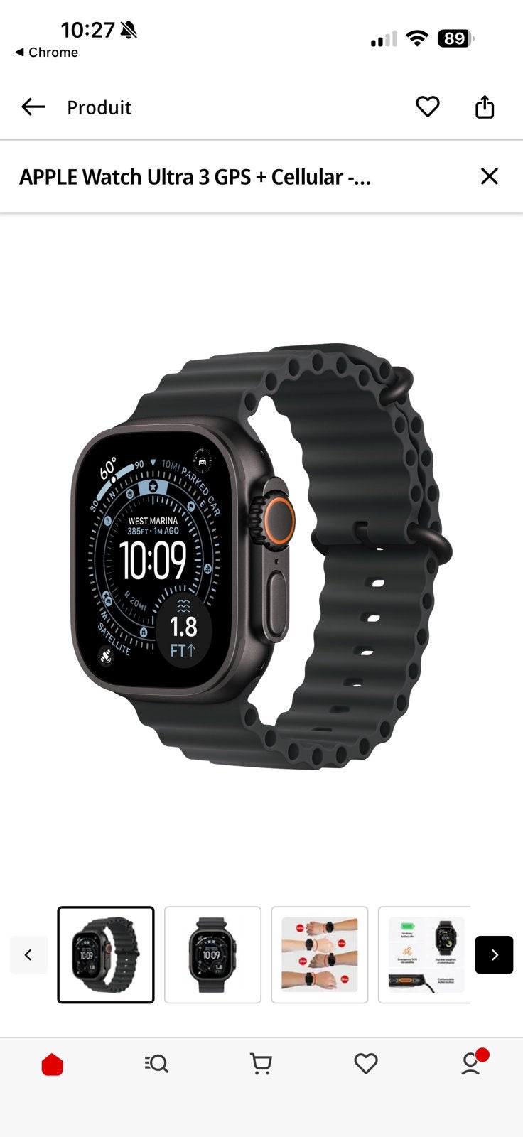 Montre apple watch ultra 3gps + cellular, Enlèvement, État, Comme neuf