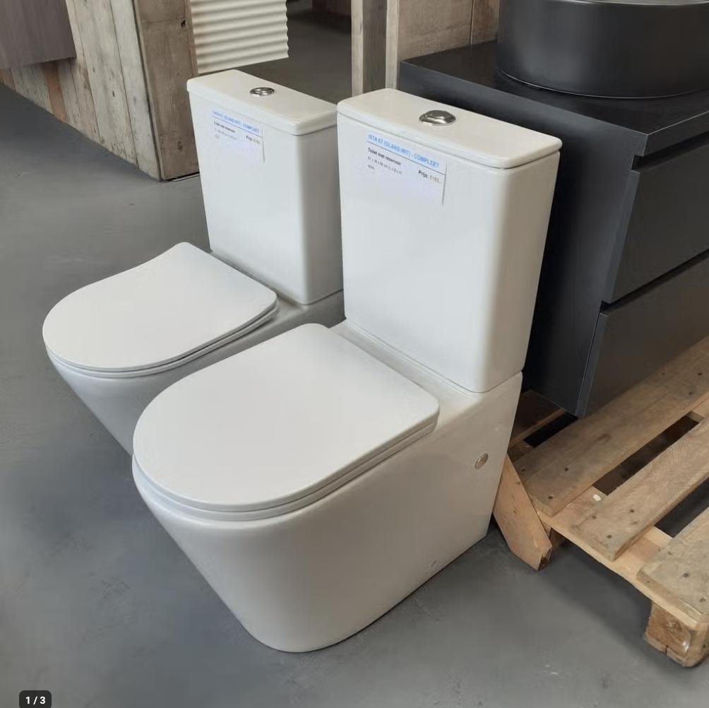 Complete staande toiletset, Glans wit, Keramisch, Ista 67, Enlèvement ou Envoi, Neuf, Blanc, Pierre/céramique
