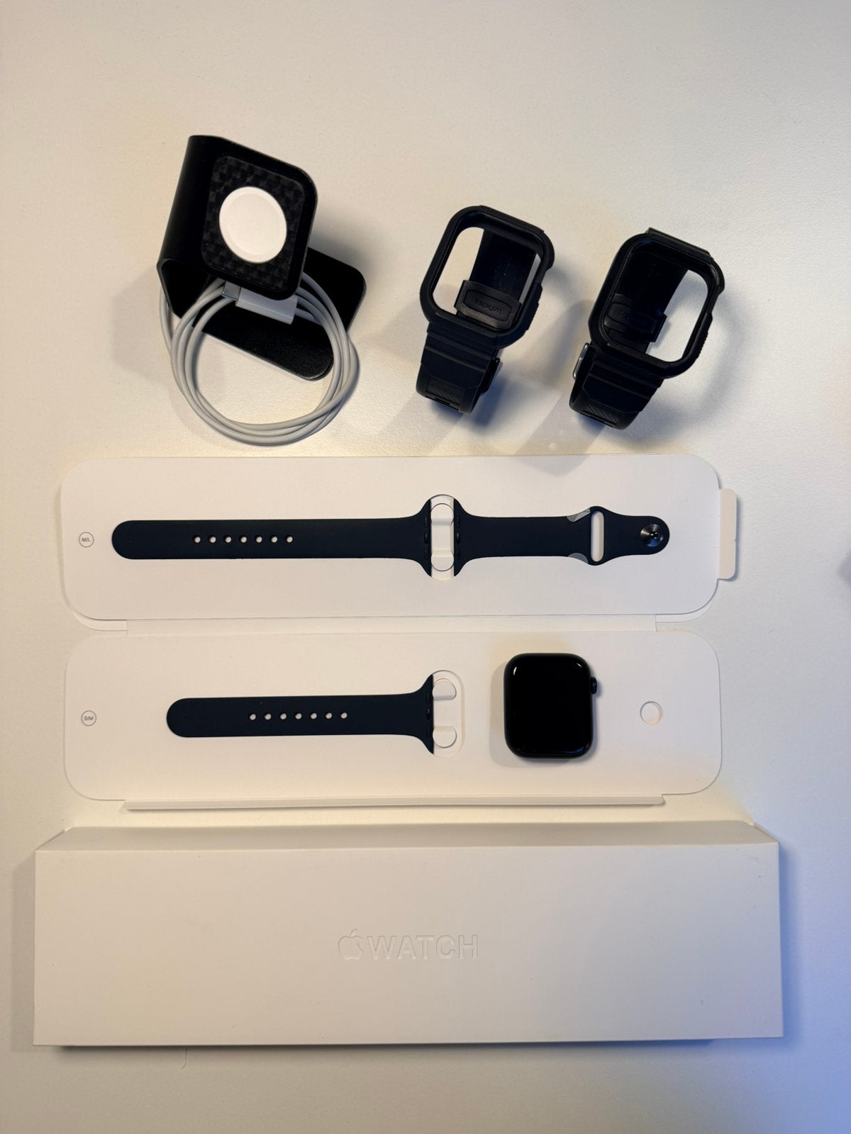 Apple Watch Series 7 - 45mm midnight blue + accesoires, Ophalen of Verzenden, Zo goed als nieuw, Blauw