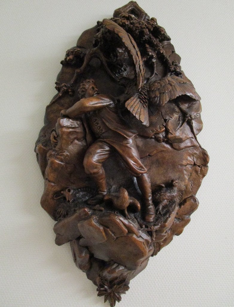Hout sculptuur, Handgemaakt, Wanddecoratie, Hout, Man