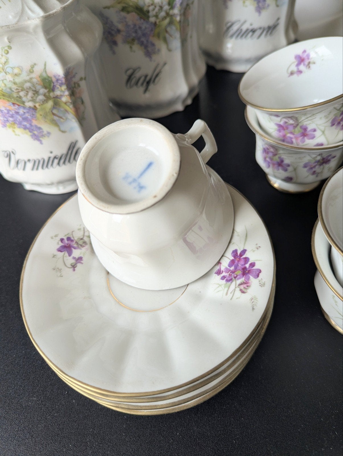 6 tasses et soucoupes antiques, porcelaine KPM,, Collections, Porcelaine, Cristal & Couverts, Enlèvement
