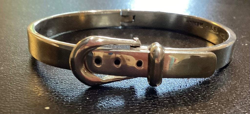Bracelet à boucle de ceinture ajustable en argent massif, Enlèvement ou Envoi, Comme neuf, Argent, Argent