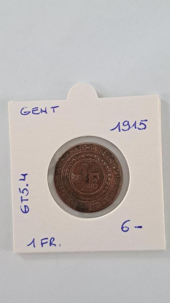 Gent 1 fr 1915 (GT5.4), Postzegels en Munten, Munten | Afrika, Ophalen of Verzenden