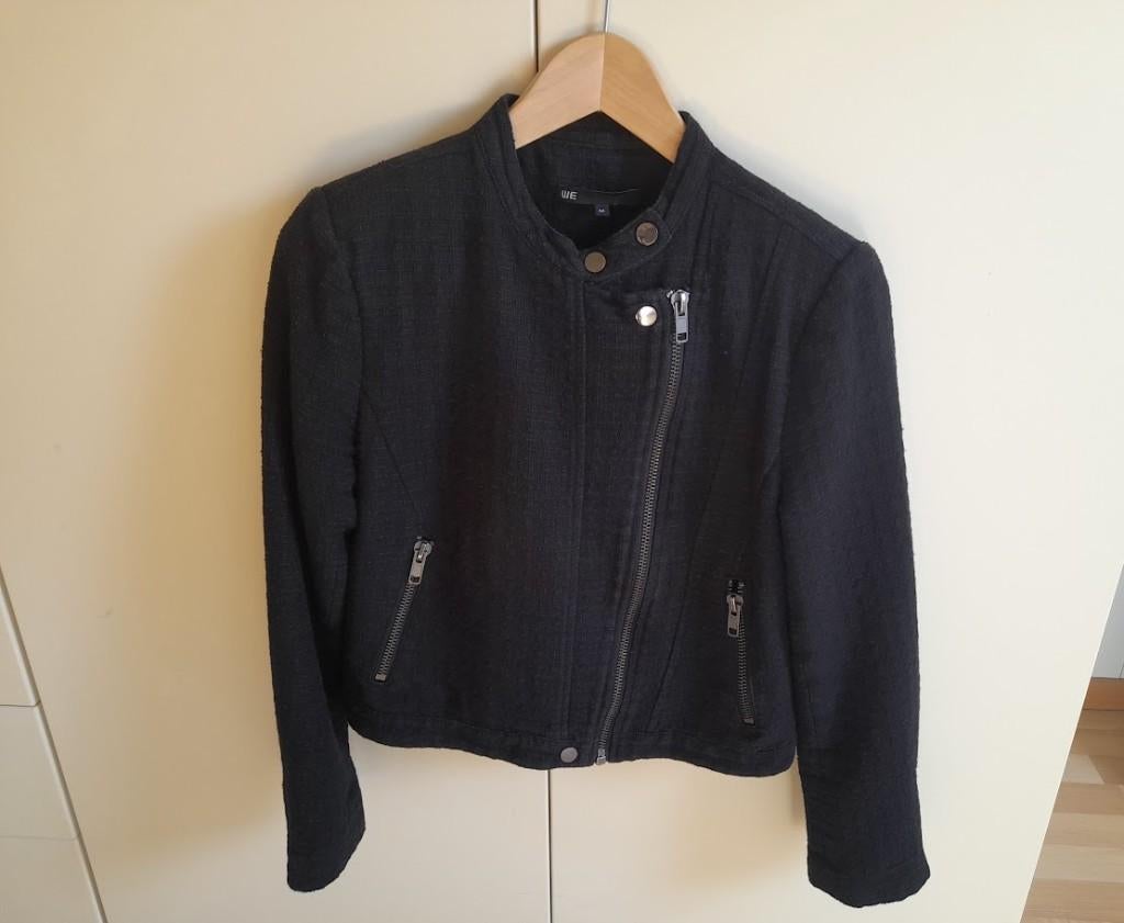 WE Fashion biker jas M – zwarte korte jas met rits, Maat 38/40 (M), WE, Zwart, Ophalen of Verzenden