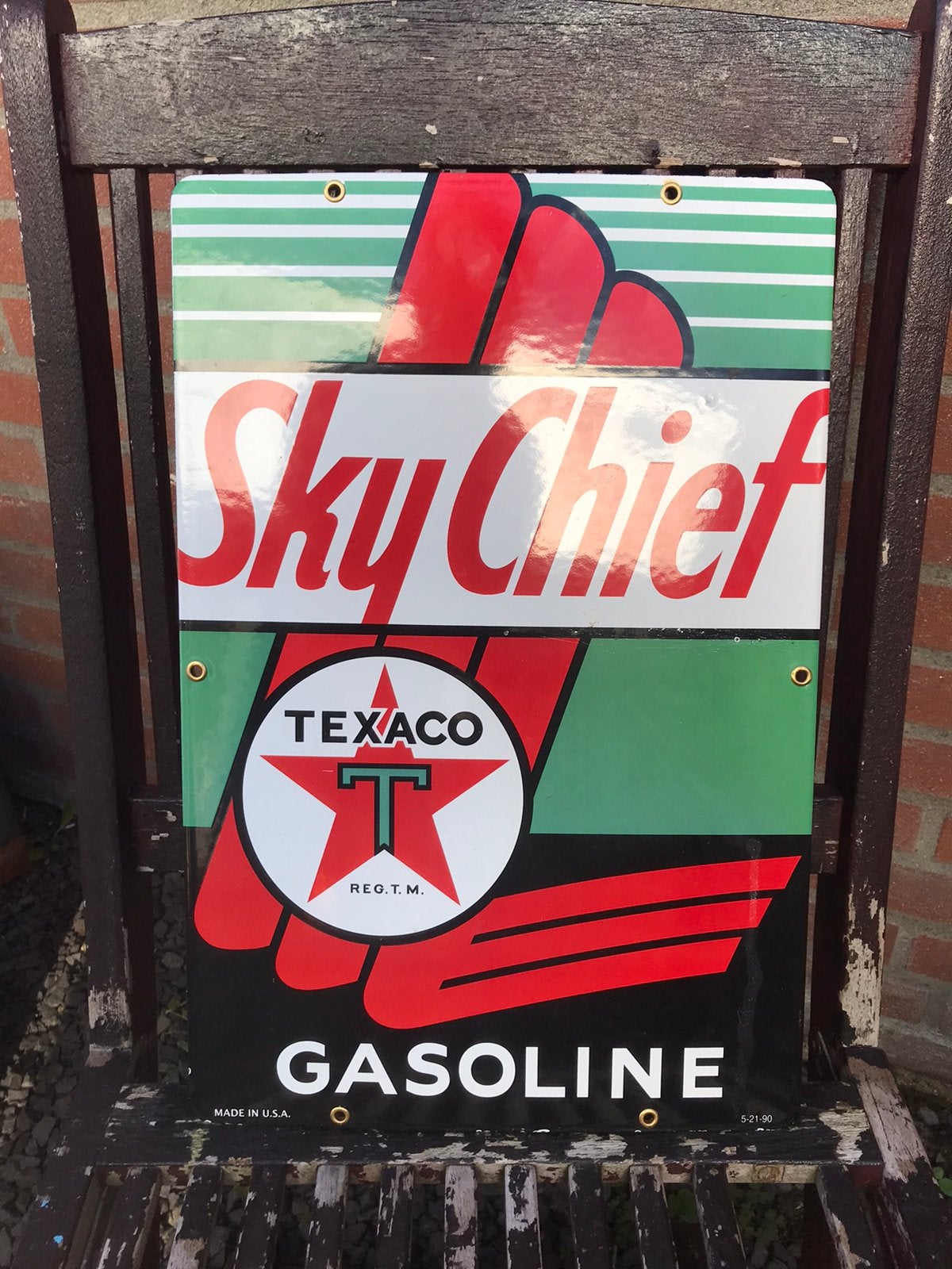 Texaco emaille reclamebord, Ophalen of Verzenden, Gebruikt, Reclamebord