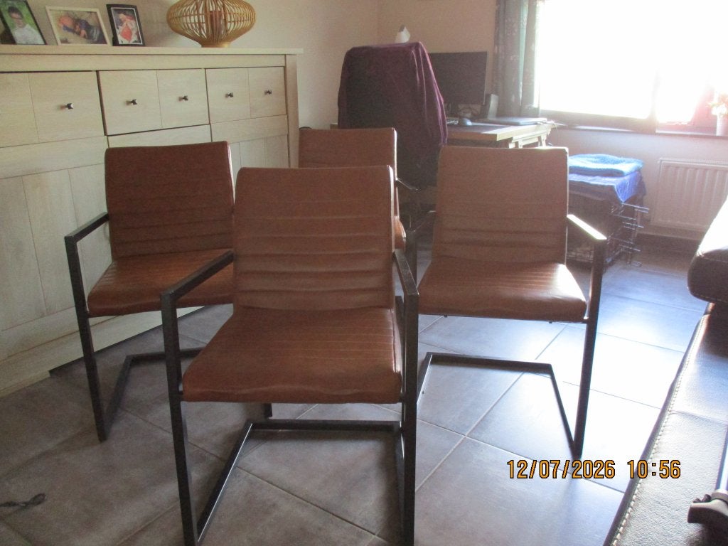 stoelen cognac, Huis en Inrichting, Ophalen, Bruin, Zo goed als nieuw, Vier