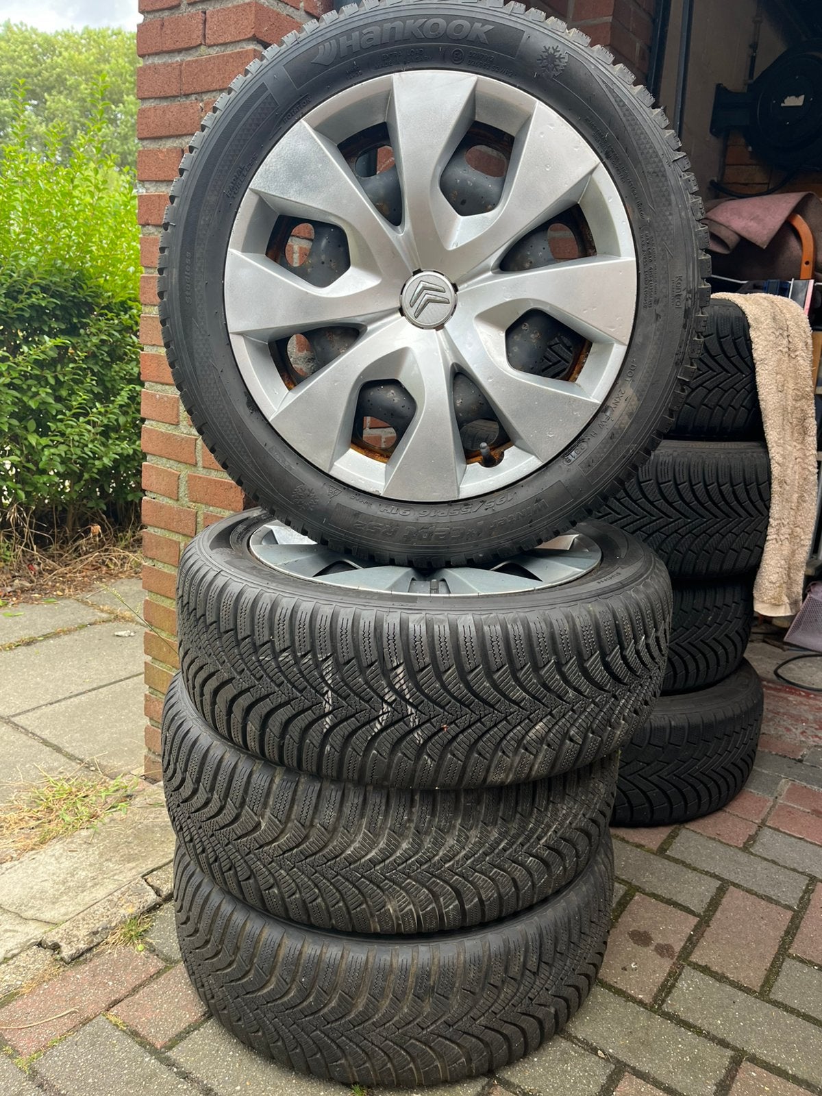 4x108 Citroen velgen 195/55/16 winterbanden, Ophalen, Gebruikt, Banden en Velgen, 17 inch