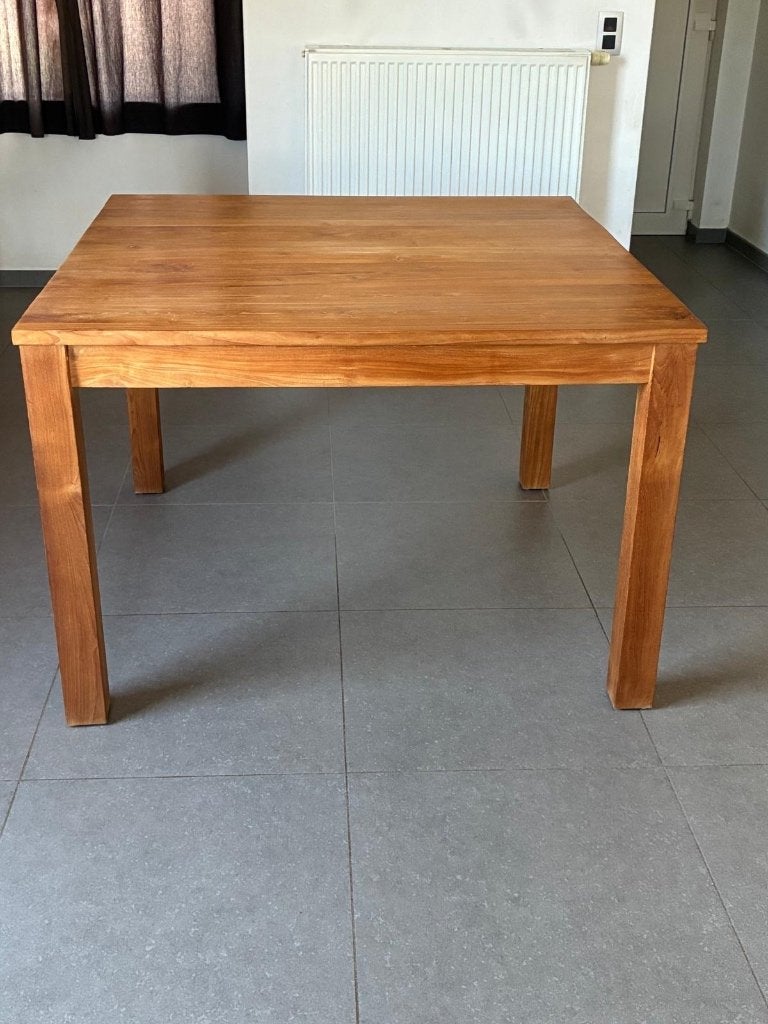 Teak tafel, Ophalen, Zo goed als nieuw, Vijf personen of meer, 100 tot 150 cm