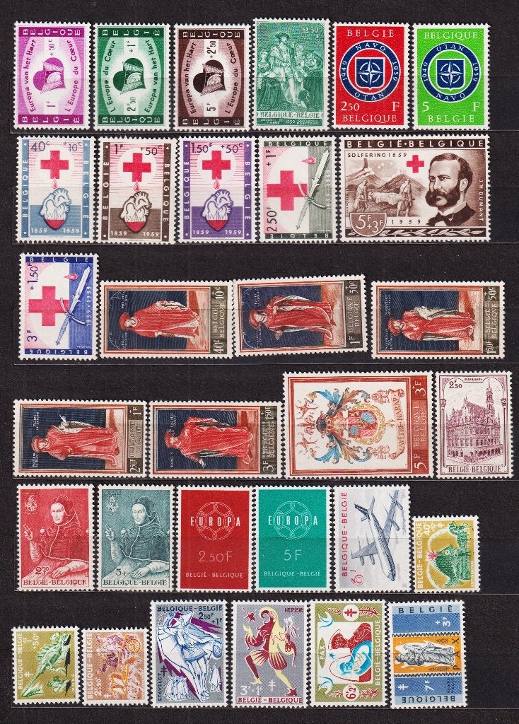 België 1959 volledig jaar gratis FDC **, Postzegels en Munten, Postzegels | Europa | België, Verzenden, Postfris, Postfris