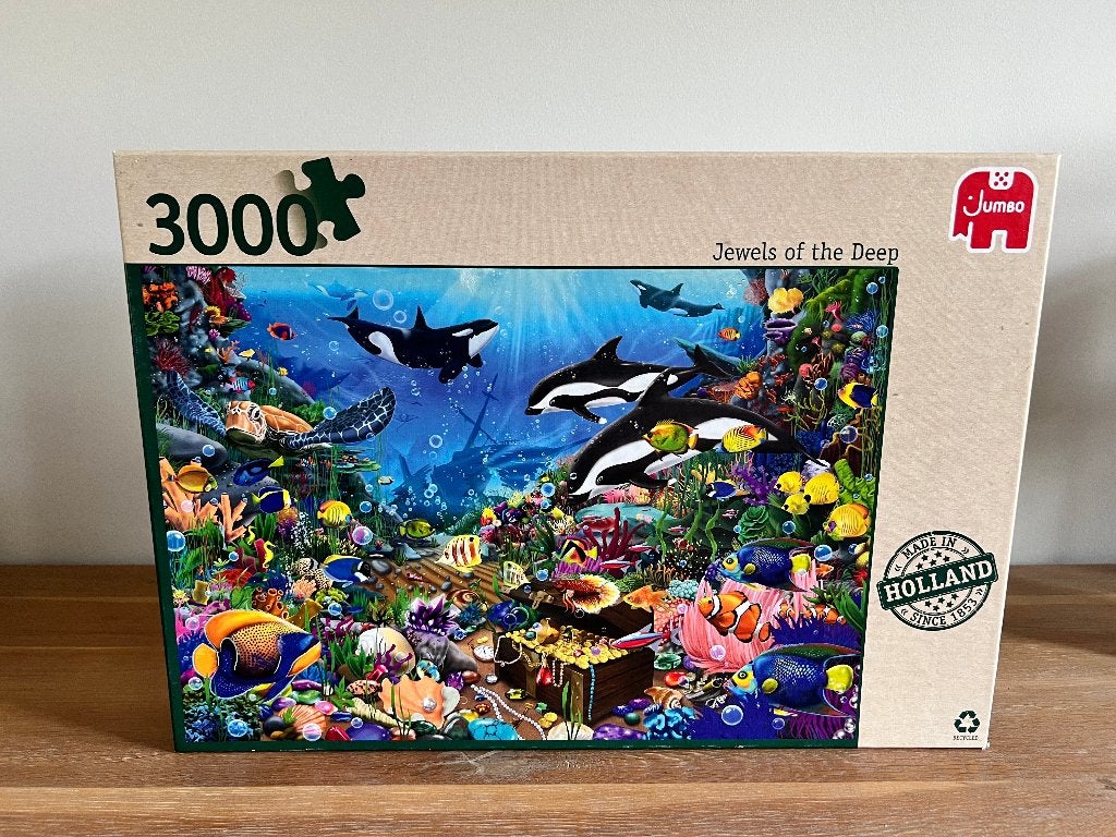 Puzzel Jumbo - Jewels of the Deep, Hobby en Vrije tijd, Ophalen of Verzenden, Meer dan 1500 stukjes, Zo goed als nieuw, Legpuzzel