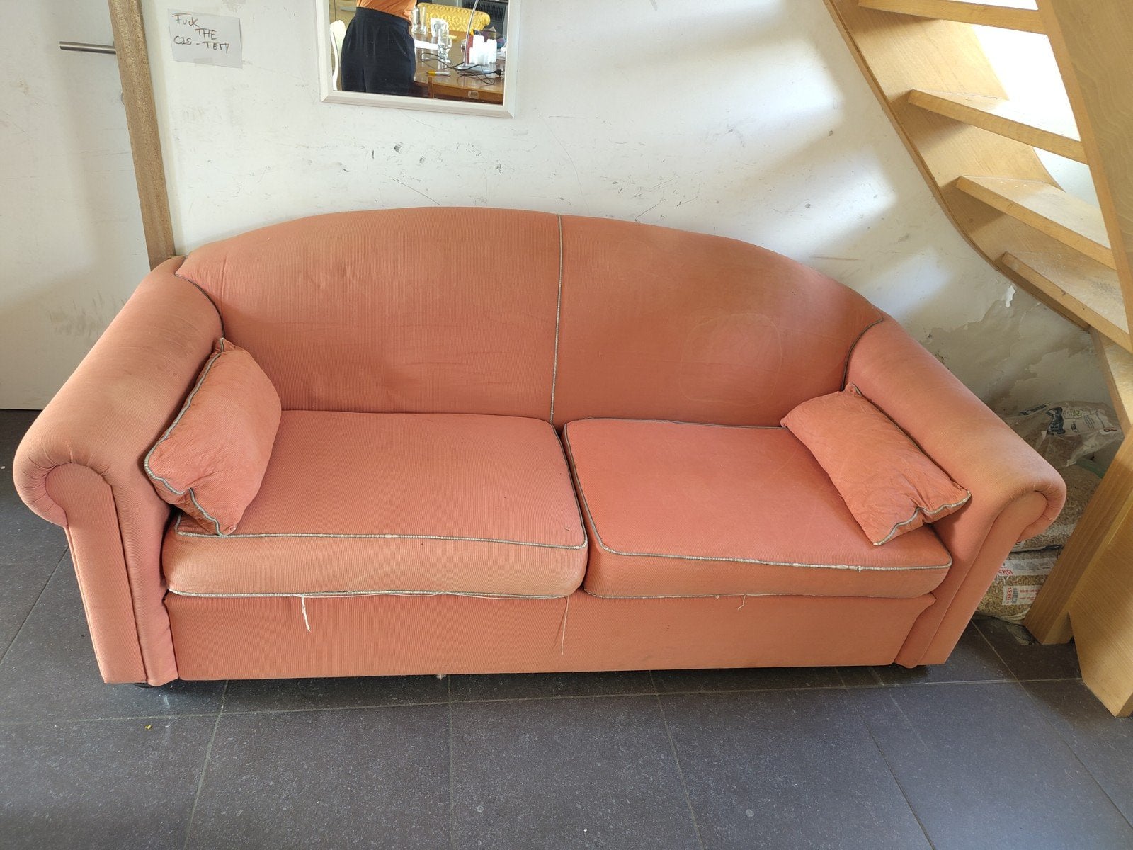 Canapé orange confortable, Maison & Meubles, Enlèvement, Utilisé