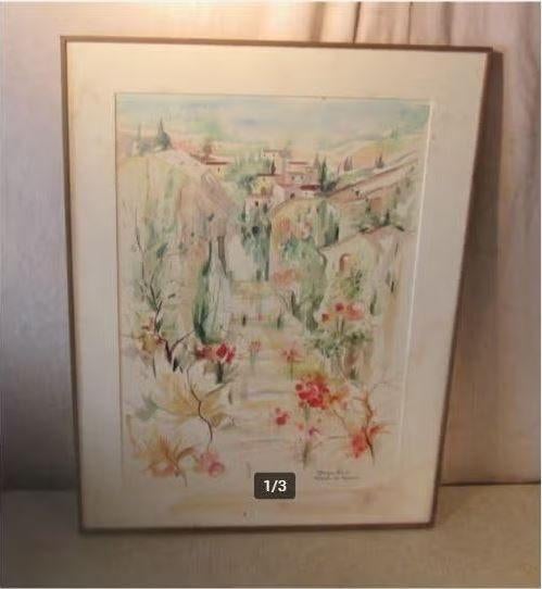 Mooi Geschilderd Aquarel 'Zuiders Dorpje' - Monique Raise, Ophalen of Verzenden