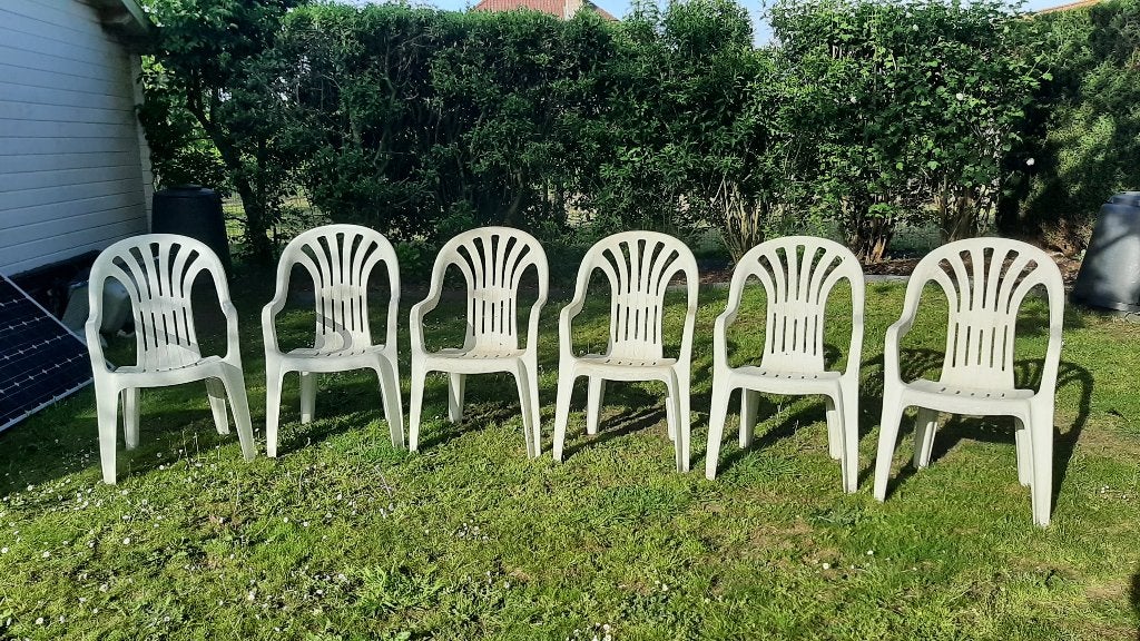 Chaises de jardin - 6 pièces, Jardin & Terrasse, Chaises de jardin, Enlèvement, Utilisé, Plastique, Empilable