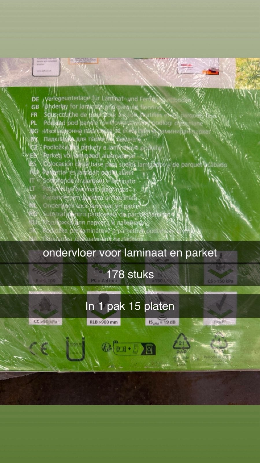 Ondervloer laminaat parket, Ophalen of Verzenden, Nieuw, Laminaat
