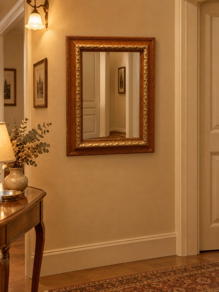 Miroir en chêne avec moulures, Moins de 100 cm, Comme neuf, Enlèvement, 50 à 75 cm