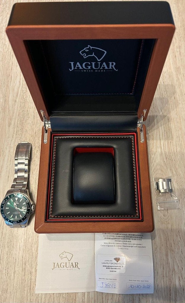 Jaguar herenhorloge, Handtassen en Accessoires, Horloges | Heren, Zo goed als nieuw, Polshorloge, Overige merken, Staal, Staal