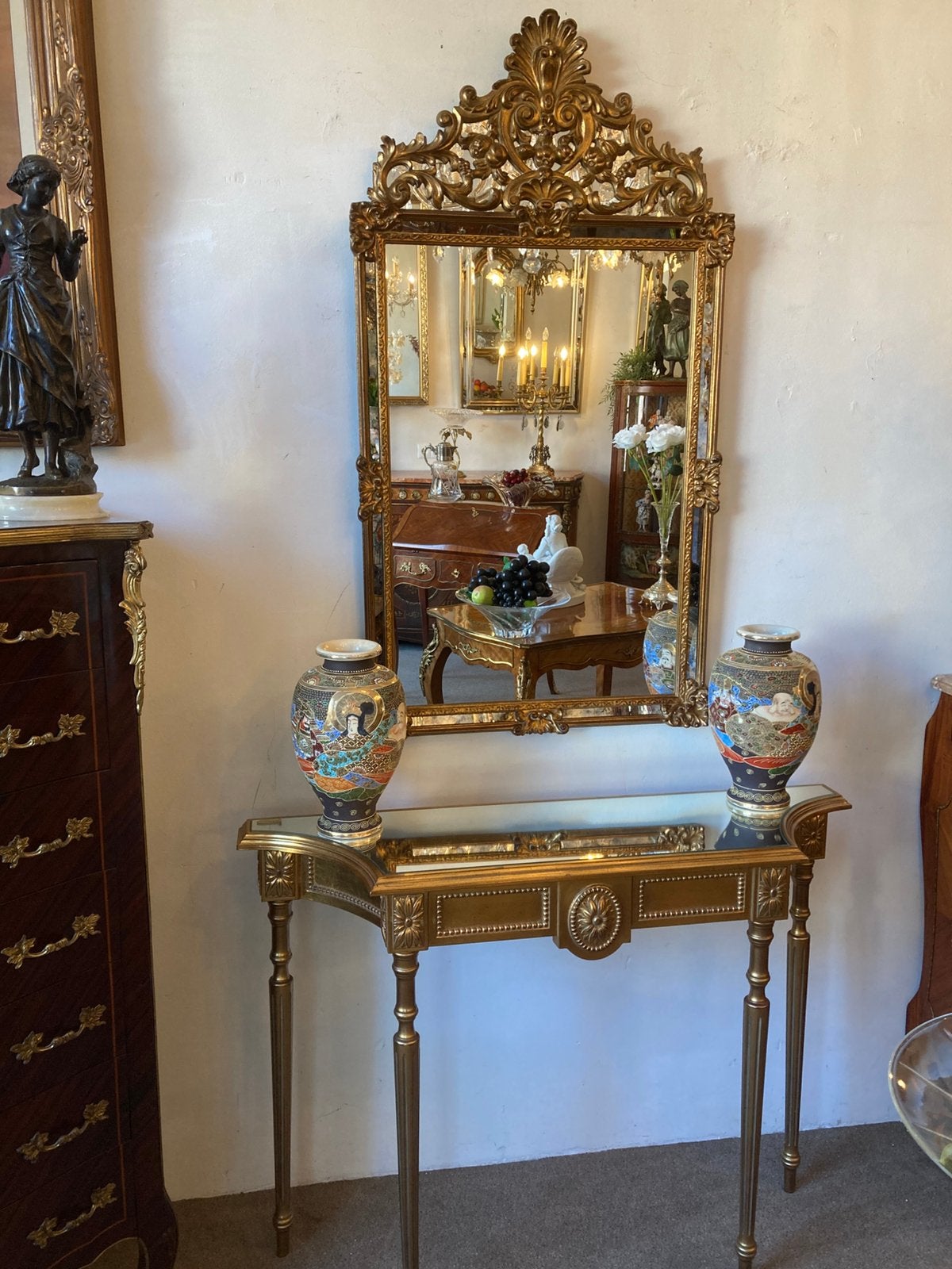 Originele de knudt antieke console met spiegel, Antiek en Kunst, Ophalen