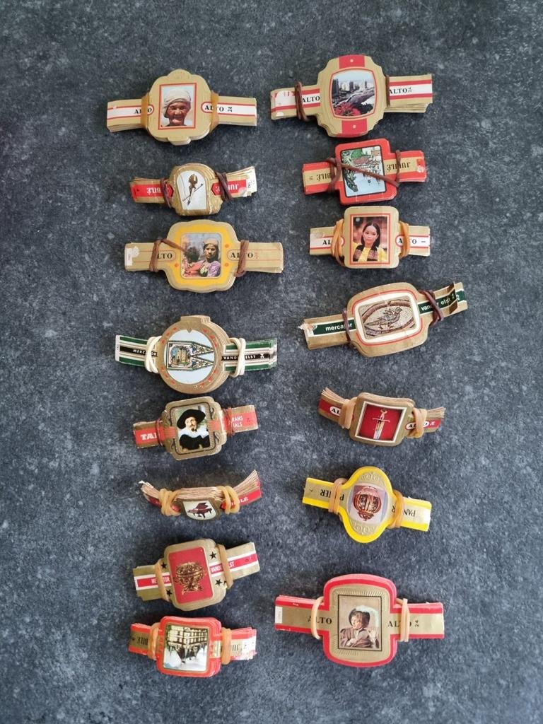 Sigarenbandjes verzameling, Verzamelen, Rookartikelen, Aanstekers en Luciferdoosjes, Ophalen, Gebruikt, Sigarenbandjes