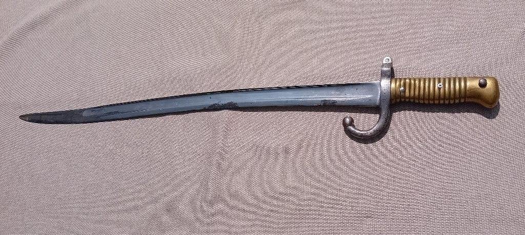 Baïonnette Chassepot St Etienne 1868, Collections, Enlèvement ou Envoi, Armée de terre, Couteau ou Poignard