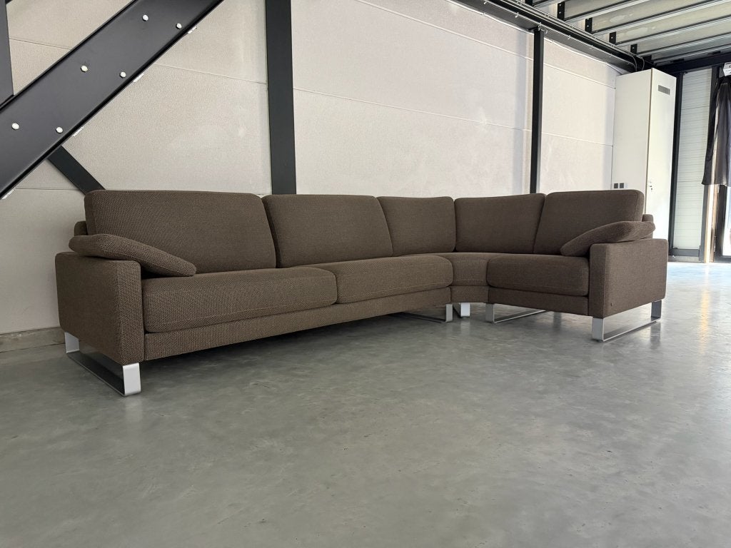 Rolf Benz EGO – Espresso Taupe – Absolute nieuwstaat, Ophalen, Hoekbank, 300 cm of meer, Zo goed als nieuw