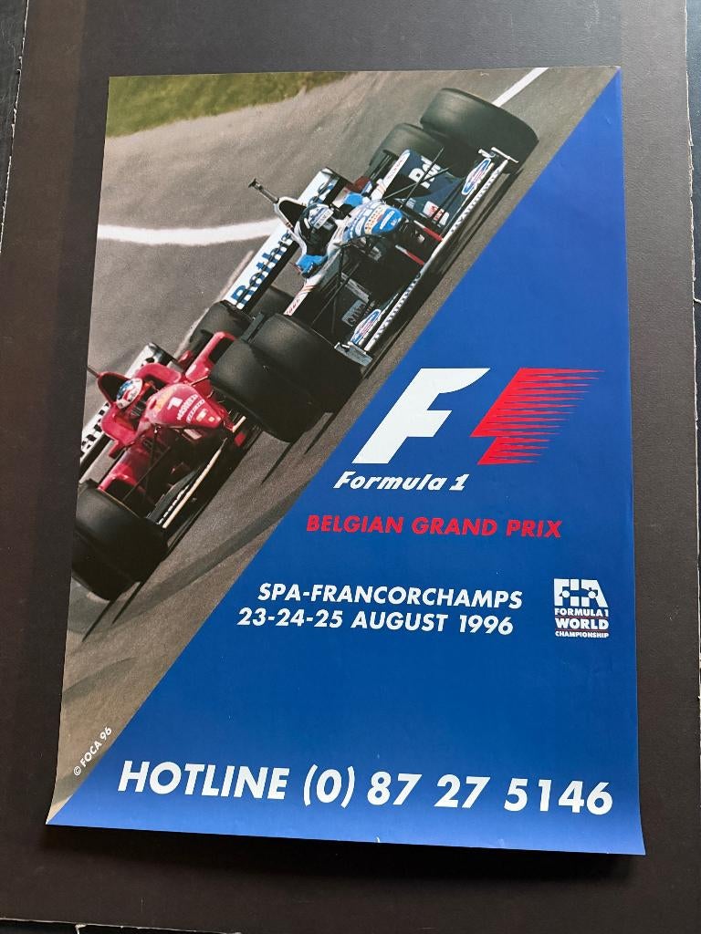 affiche Grand Prix Belgique de F1 1996 Ferrari Williams, Enlèvement ou Envoi, ForTwo