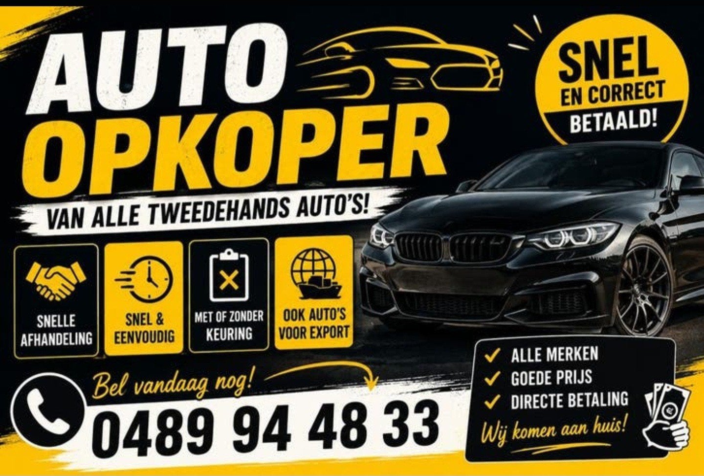 Inkoop van alle tweedehandswagens bel nu 0489 94 48 33, Ophalen