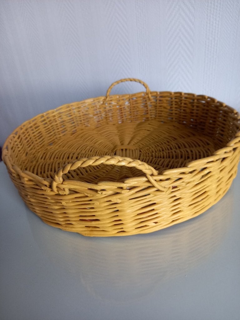 ronde rieten mand, Geschikt voor wandmontage, Gebruikt, Mand, Rond