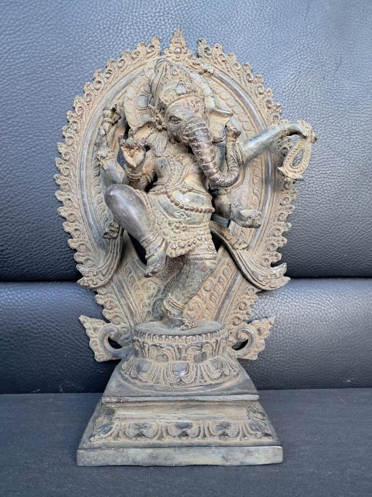 Statue en bronze de Ganesh dansant/Ganapati/Inde/Asie, Antiquités & Art, Enlèvement ou Envoi