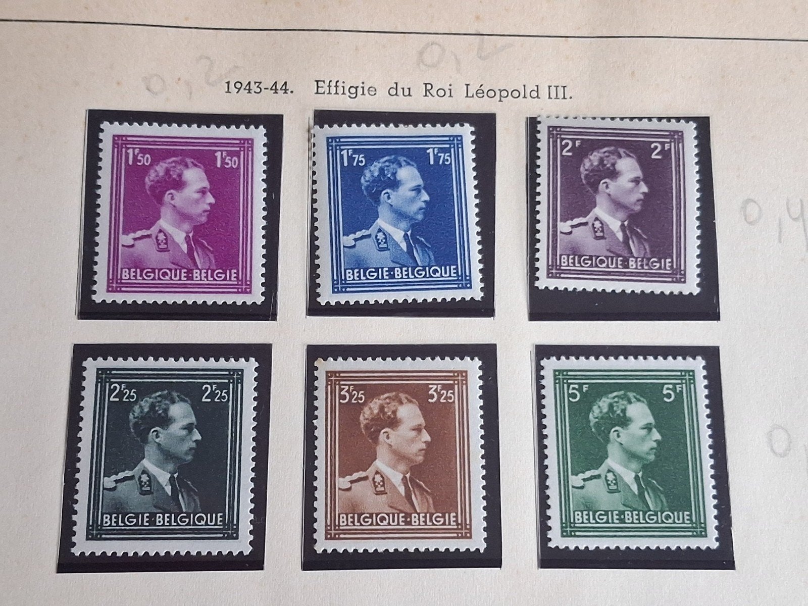 1943 Effigies de leopold III COB 641 A 646, Enlèvement ou Envoi