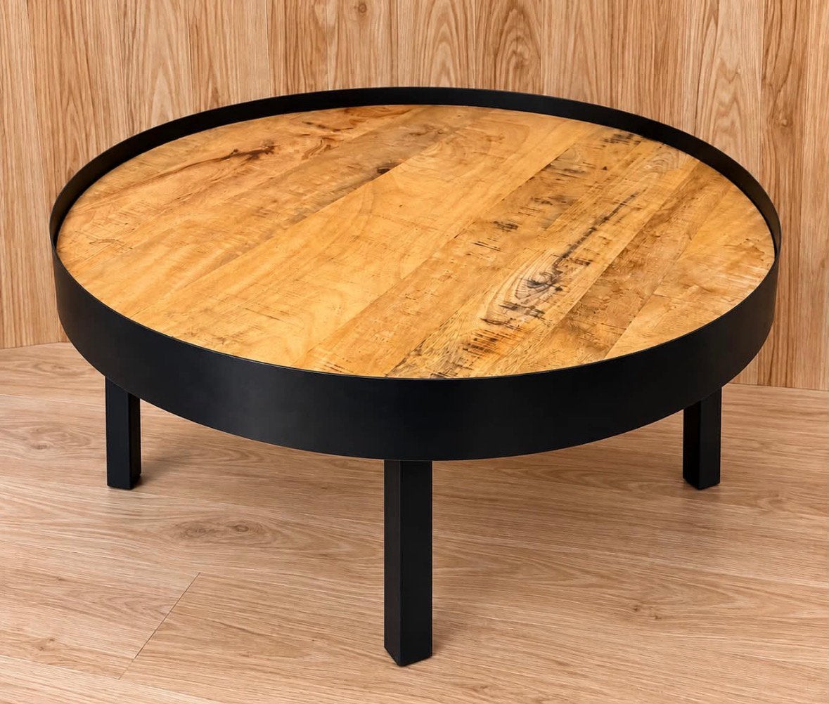 Table basse de salon en bois et métal noir, Enlèvement, Comme neuf, Métal