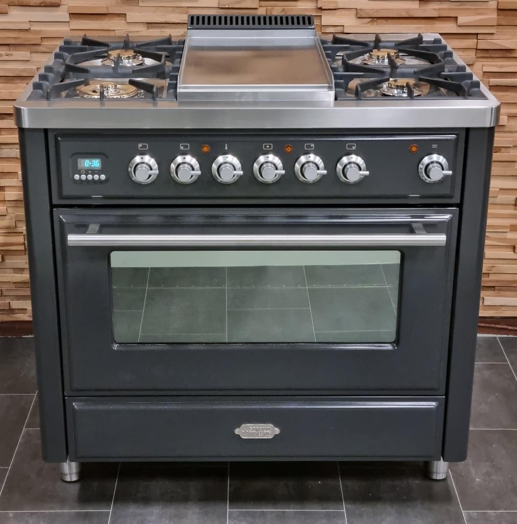🔥Luxe Fornuis Boretti Majestic 90cm antraciet GASOVEN, Elektronische apparatuur, Fornuizen, Ophalen, 60 cm of meer, Zo goed als nieuw