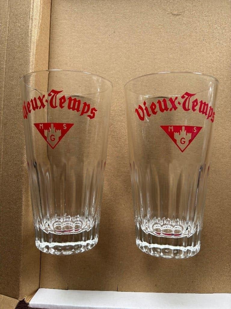 Vieux-Temps (33 cl - 2 verres), Collections, Marques de bière, Comme neuf, Verre ou Verres, Autres marques, Enlèvement ou Envoi