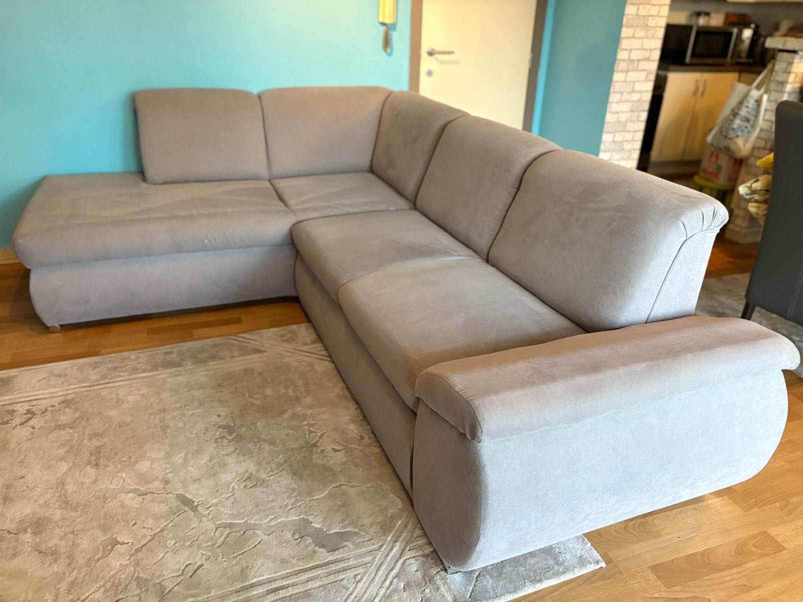 ***Hoeksalon met Bedfunctie en opbergruimte***, Enlèvement, Comme neuf, Gris