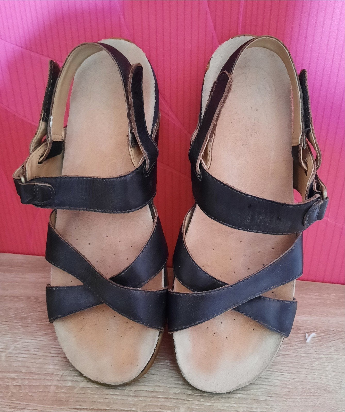 2 paar lederen sandalen maat 36, Comme neuf, Brun, Enlèvement, Sandales et Mûles
