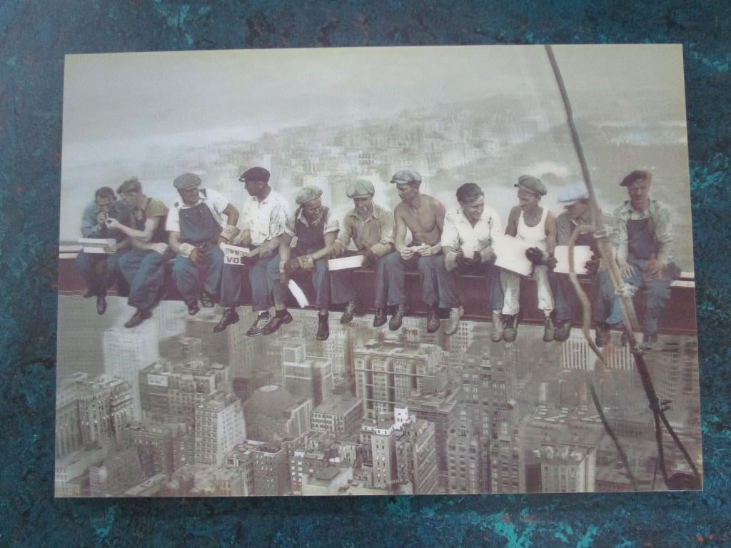 NOUVELLE affiche 3D cadre  — ouvriers Empire State Building, Neuf, Enlèvement ou Envoi, 24 cm, Vintage