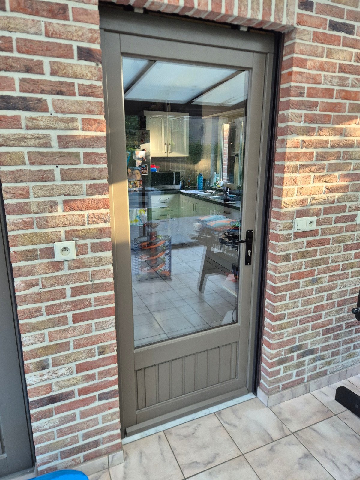 Houten deur met glas, Doe-het-zelf en Bouw, Ophalen, Gebruikt, 80 tot 100 cm, Buitendeur