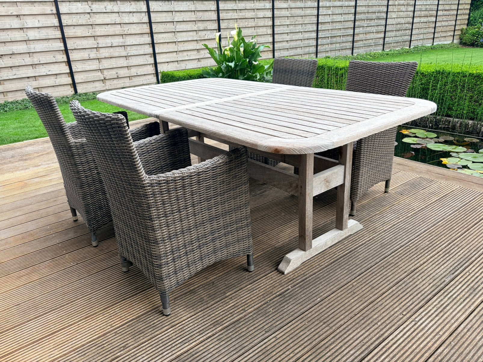 Tuintafel teak + stoelen, Ophalen, Gebruikt
