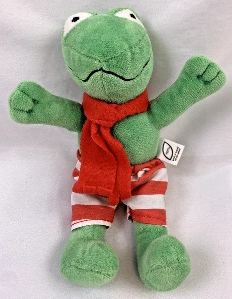 Max Velthuijs Kikker knuffel met gestreepte broek 20cm pop, Kikker, Groen, Overige merken, Zo goed als nieuw