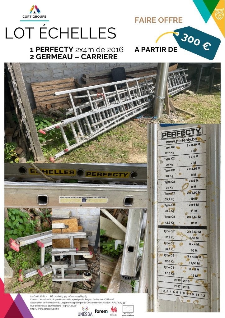 Lot de 3 échelles, Bricolage & Construction, Pliable ou rétractable/escamotable, Échelle, Enlèvement, Utilisé