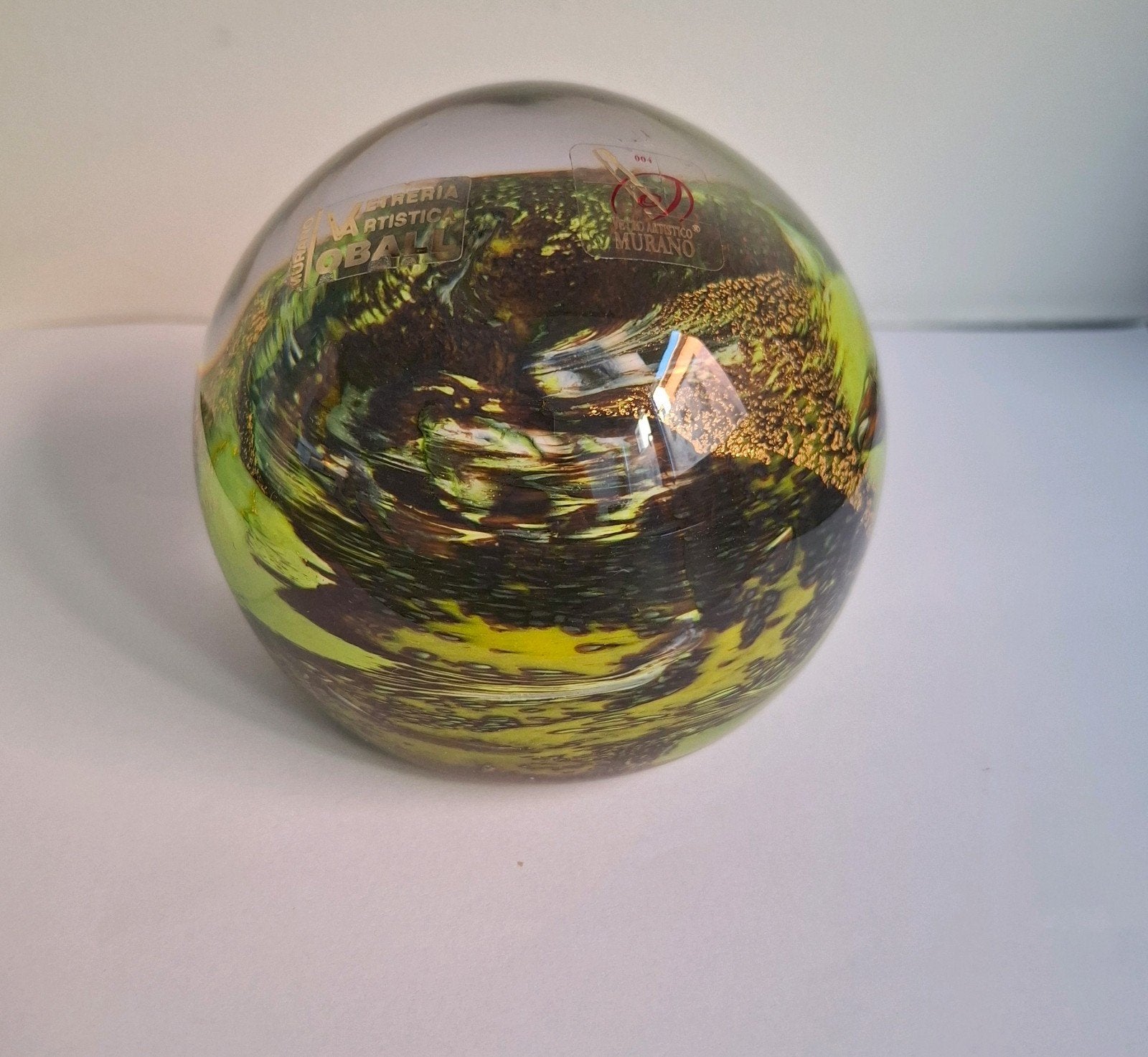 Murano Glasbol Autunno - Vetreria Artistica OBALL - 1,2kg, Antiek en Kunst, Glas, Goud, 9 cm, Object