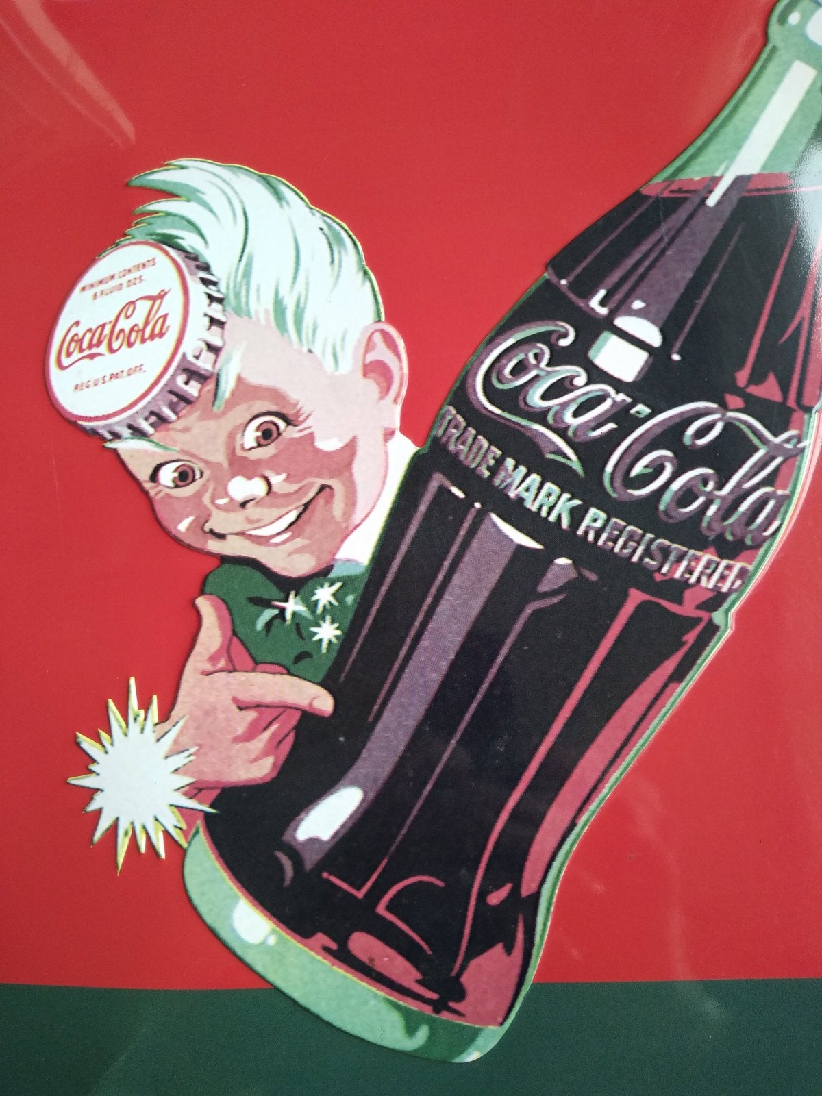 Vintage Coca Cola Sprite Boy.  60x40cm., Verzamelen, Ophalen of Verzenden, Gebruikt, Reclamebord
