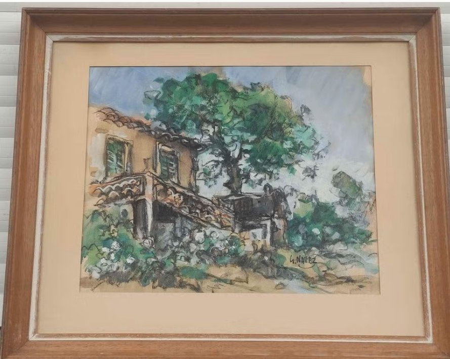 Aquarelle signe Georges navez, Antiquités & Art, Art | Peinture | Classique, Enlèvement ou Envoi, Aquarelle, Fleurs